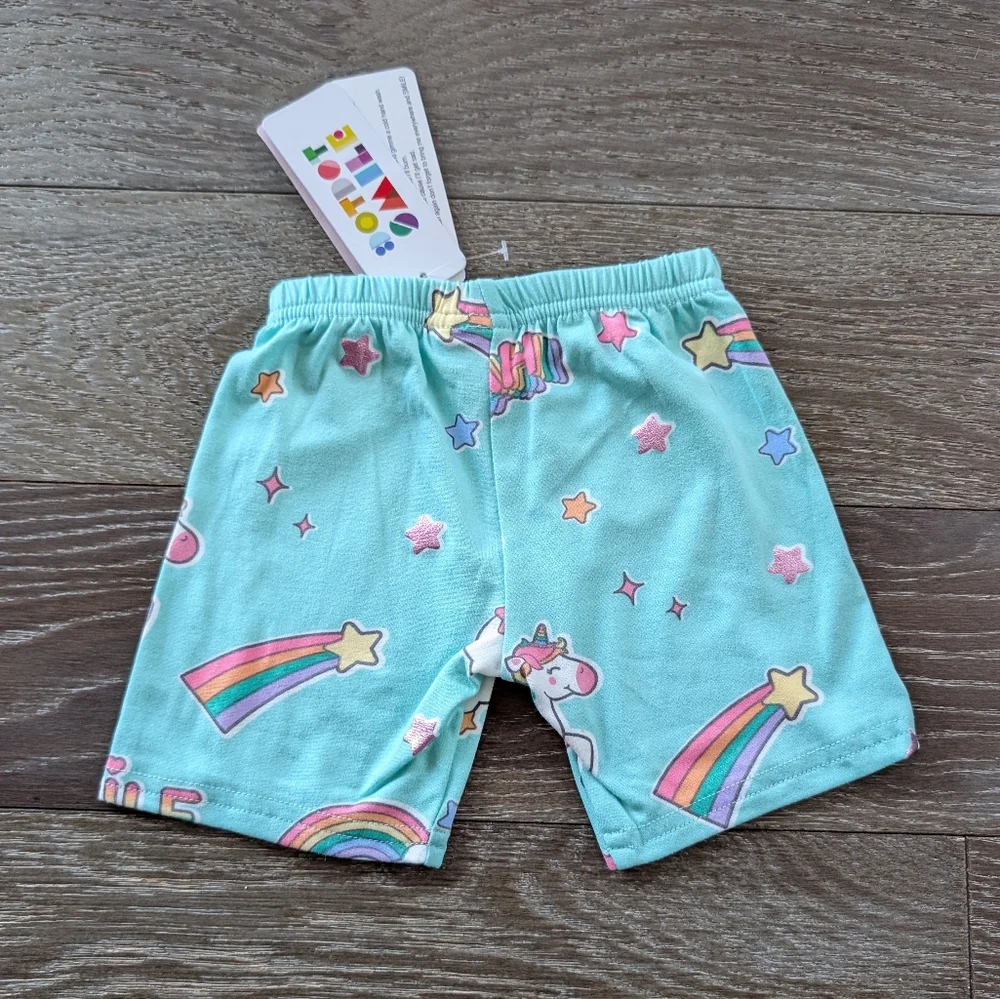 NWT Dot Dot Smile Lot of 2 Heart Unicorn Rainbow Kick Shorts Size 3/4